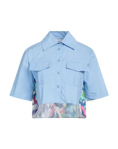 Liu •jo Woman Shirt Light Blue Size 10 Cotton, Polyester