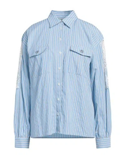 Liu •jo Woman Shirt Sky Blue Size 6 Polyester, Cotton