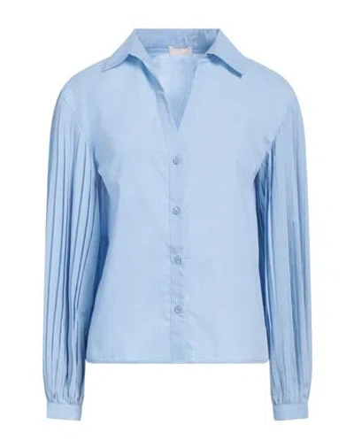 Liu •jo Woman Shirt Sky Blue Size 8 Polyester, Cotton