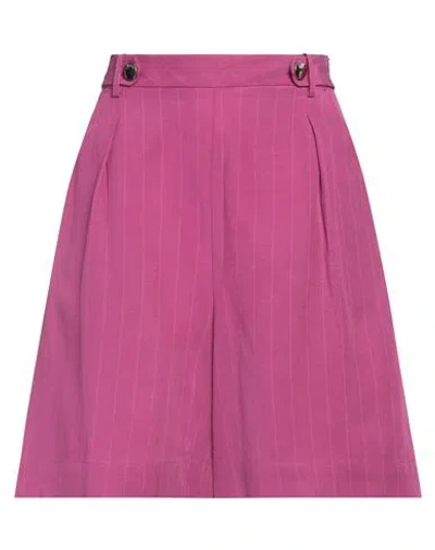 Liu •jo Woman Shorts & Bermuda Shorts Fuchsia Size 4 Lyocell, Linen In Pink