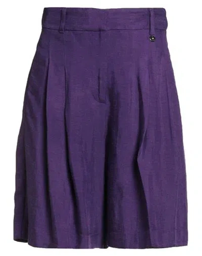Liu •jo Woman Shorts & Bermuda Shorts Purple Size 2 Viscose, Linen