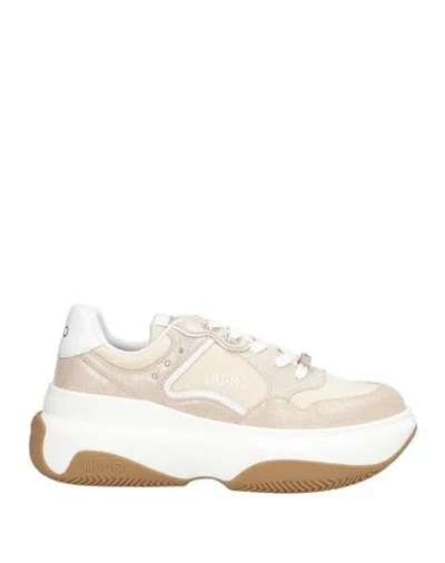 Liu •jo Woman Sneakers Beige Size 11 Textile Fibers, Leather In Sand