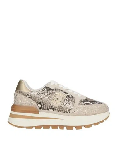 Liu •jo Woman Sneakers Beige Size 5 Leather, Synthetic Material