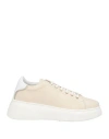 Liu •jo Woman Sneakers Beige Size 8 Leather In Neutral