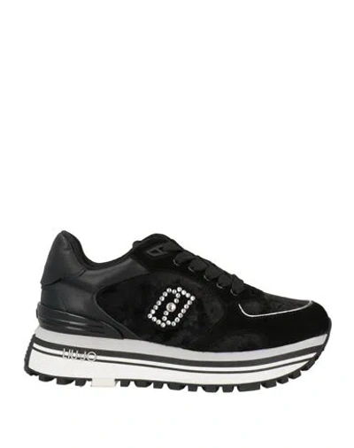 Liu •jo Woman Sneakers Black Size 5 Leather, Textile Fibers