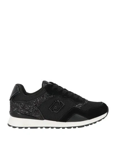Liu •jo Woman Sneakers Black Size 6 Cow Leather, Textile Fibers