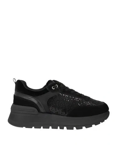 Liu •jo Woman Sneakers Black Size 6 Leather, Textile Fibers