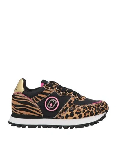 Liu •jo Woman Sneakers Black Size 7 Leather, Textile Fibers