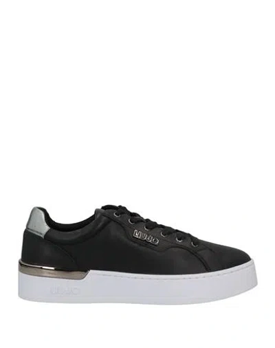 Liu •jo Woman Sneakers Black Size 7 Soft Leather, Textile Fibers