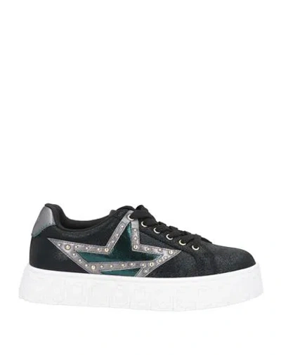 Liu •jo Woman Sneakers Black Size 8 Cow Leather, Synthetisches Material, Textile Fibers