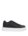 Liu •jo Woman Sneakers Black Size 8 Leather, Textile Fibers