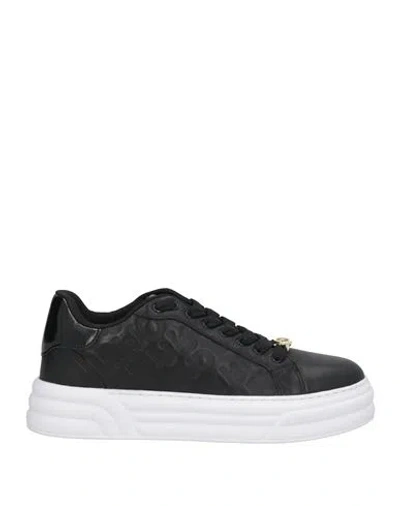 Liu •jo Woman Sneakers Black Size 8 Leather, Textile Fibers
