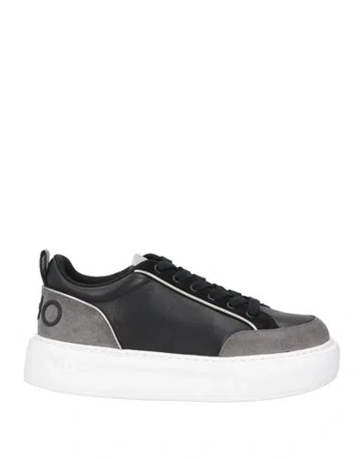 Liu •jo Woman Sneakers Black Size 8 Soft Leather, Textile Fibers