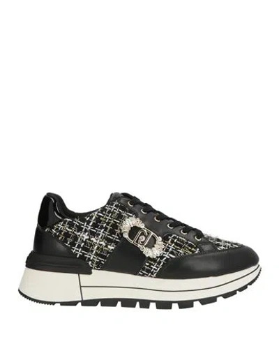 Liu •jo Woman Sneakers Black Size 9 Leather, Synthetic Material