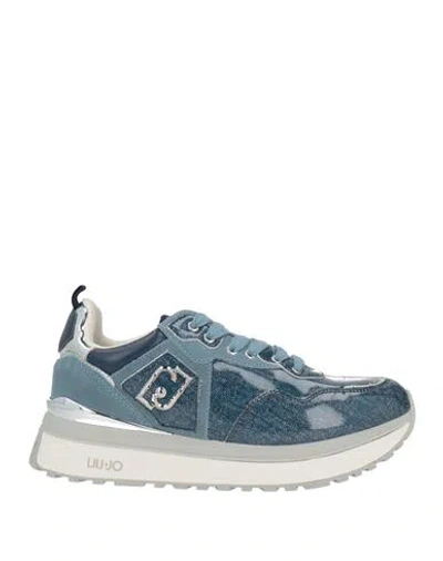 Liu •jo Woman Sneakers Blue Size 9 Leather, Textile Fibers, Plastic