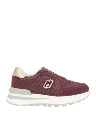 Liu •jo Woman Sneakers Burgundy Size 9 Textile Fibers, Leather In Red