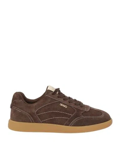 Liu •jo Woman Sneakers Chocolate Brown Size 9 Cow Leather