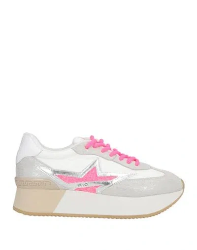 Liu •jo Woman Sneakers Fuchsia Size 9 Textile Fibers, Leather In White