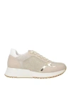 Liu •jo Woman Sneakers Gold Size 5 Textile Fibers In Neutral