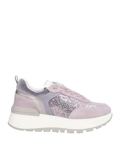 Liu •jo Woman Sneakers Lilac Size 7 Leather, Textile Fibers In Purple