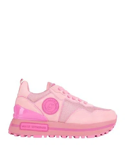 Liu •jo Woman Sneakers Magenta Size 11 Leather, Textile Fibers In Pink