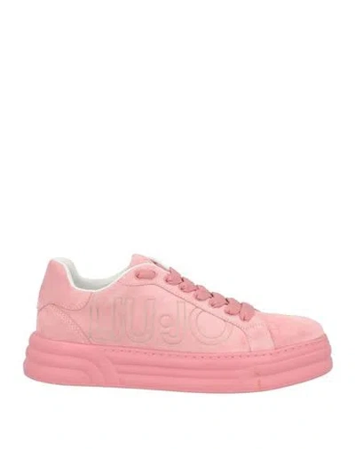 Liu •jo Woman Sneakers Pink Size 10 Leather In White