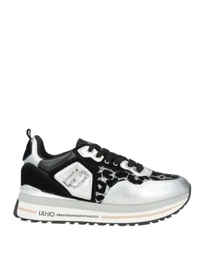 Liu •jo Woman Sneakers Silver Size 9 Leather, Textile Fibers, Synthetic Material In White