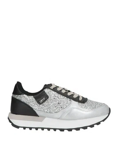 Liu •jo Woman Sneakers Silver Size 9 Textile Fibers, Synthetic Material