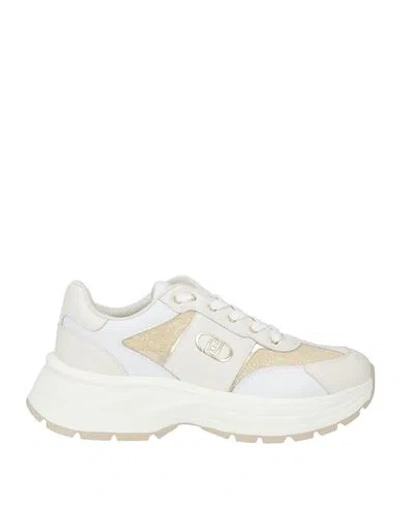 Liu •jo Woman Sneakers White Size 11 Calfskin, Textile Fibers, Synthetic Material In Neutral
