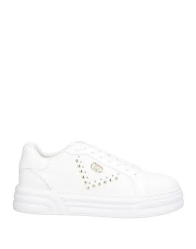 Liu •jo Woman Sneakers White Size 8 Calfskin, Synthetic Material In Multi
