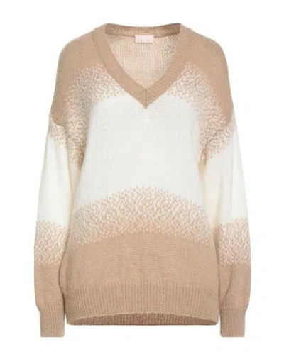 Liu •jo Woman Sweater Camel Size S Acrylic, Polyamide, Alpaca Wool, Metallic Polyester In Brown