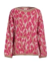 Liu •jo Woman Sweater Fuchsia Size L Acrylic, Polyamide, Alpaca Wool, Viscose, Metallic Polyester In Pink