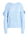Liu •jo Woman Sweater Light Blue Size M Cotton