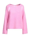 Liu •jo Woman Sweater Pink Size L Mohair Wool, Polyamide, Elastane