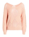 Liu •jo Woman Sweater Salmon Pink Size L Cotton In Salmon Pink