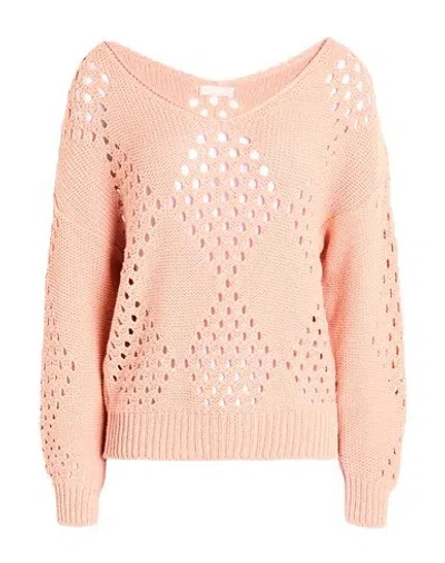 Liu •jo Woman Sweater Salmon Pink Size L Cotton