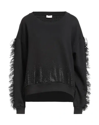 Liu •jo Woman Sweatshirt Black Size S Cotton, Polyester