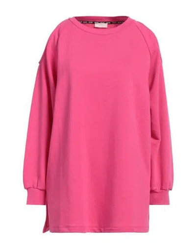 Liu •jo Woman Sweatshirt Fuchsia Size L Cotton, Elastane In Pink