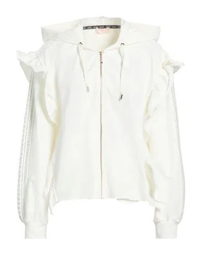 Liu •jo Woman Sweatshirt White Size L Cotton, Elastane In Brown