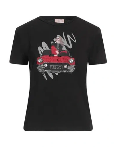 Liu •jo Woman T-shirt Black Size L Cotton