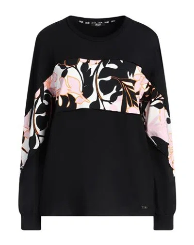 Liu •jo Woman T-shirt Black Size M Cotton, Modal, Elastane
