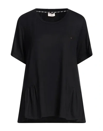 Liu •jo Woman T-shirt Black Size L Cotton, Elastane
