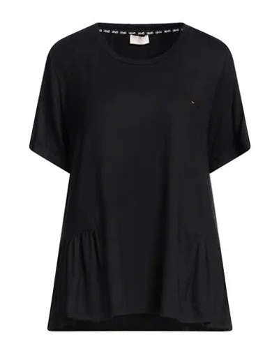 Liu •jo Woman T-shirt Black Size M Cotton, Elastane