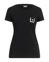 Liu •jo Woman T-shirt Black Size S Cotton, Elastane In Black