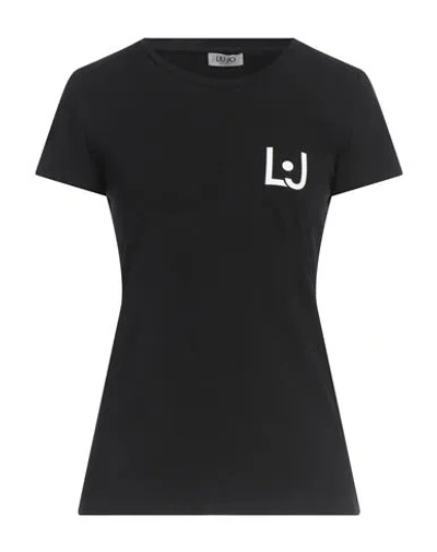 LIU •JO LIU •JO WOMAN T-SHIRT BLACK SIZE S COTTON, ELASTANE