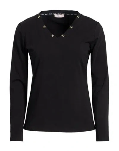 Liu •jo Woman T-shirt Black Size Xs Cotton, Elastane