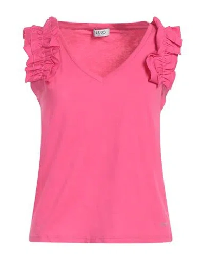Liu •jo Woman T-shirt Fuchsia Size S Cotton In Pink