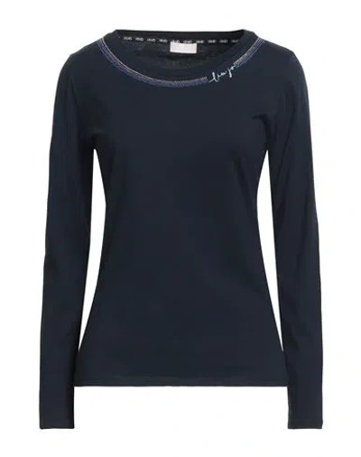 Liu •jo Woman T-shirt Midnight Blue Size L Cotton