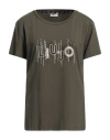 Liu •jo Woman T-shirt Military Green Size Xl Cotton, Elastane