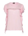 Liu •jo Woman T-shirt Pink Size 6 Cotton, Elastane, Polyester In Pink
